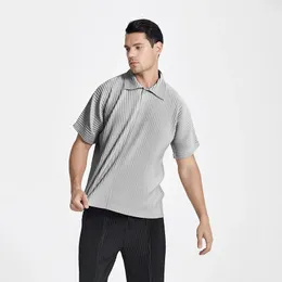 Mäns T-shirts Summer Men's Polo Top Miyak Fold Fashion Casual Home Wear Loose Plus Size Sort Sleeve Men's T-Shirt 231021