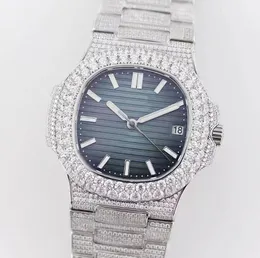 3 أنواع من الرجال المثلجة ، ساعة CZ Diamond PP Watches Blue Dial Automatic Automatic ETA Movement Movement Luxury Watch WATFIRE GLASS GLASS HOURCHERS مع صندوق