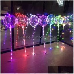 Palloncino con bastone in PVC da 80 cm Giocattolo a Led Palloncini luminosi luminosi Bobo Ball Trasparente per Natale Casa Giardino Compleanno Festa per bambini De Dhbto
