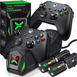 Game Controllers Joysticks Dual Fast Charger For Xbox One X S Elite Series X S Wireless Controller 2X2550mAh Rechargeable Battery Pack