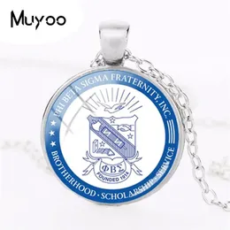 2018 New Phi Beta Sigma Fraternity Necklace Glass Glass Dome Dome Cabochon Po Pendant Link Chain Neckalces Silver Round Jewelry HZ1226I