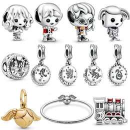 2019 Yeni S925 STERLING Gümüş Harry Sihirli Okul Tren Bebek Evi Elf Charms Beads Maskot Bilezikler Lady Jewelry Noel DIY G2618