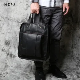 Pastas NZPJ Retro Couro Masculino Bolsa Top Layer Couro Casual Vertical Saco de Computador Grande Capacidade Maleta Ombro Messenger Bag 231026