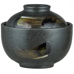 Conjuntos de louça cerâmica guisado pote sopa tigela talheres mini recipientes pequenos servindo tigelas divertido cerâmica vapor bebê crock dips