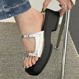 Sandals Summer Fashion Women's Thick Sole Toe Roman Shoes Casual Buckle Design Slippers Comfortable Beach