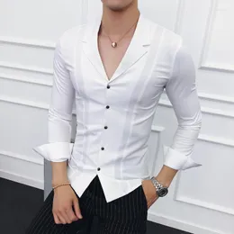 Men's Casual Shirts Spring Autumn Men Collar Suits White Back Color Long Sleeved Leisure On Tenterhooks Camisas Social Masculina Slim Fit