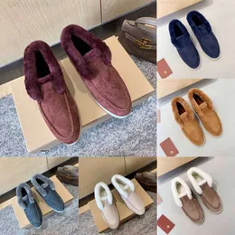 Loro * Piana Wool Shoes Lp2022 Winter New Snow Boots Mens and Womens Genuine Leather Short Boots with Plush and Thickened Cotton Shoes Couple Style