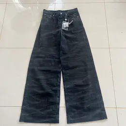 Original mm tvättade lösa jeans vattenvåg mikro horn raka fat bred grå jeans hög gata casual jeans lösa män hiphop jeans
