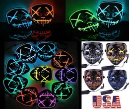Cosplay 20 Styles Halloween Party LED Glowing Masken Club Lighting DJ Mask Bar Joker Shield Face Guards Outdoor Gadgets Z2182419
