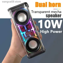 Alto-falantes de telefone celular V8 Mecha transparente sem fio Bluetooth Speaker Sound Light Rhythm Subwoofer TWS Stereo Cyberpunk Music Center Chamada mãos-livres T231026