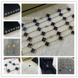 designer vanly cleefly necklace New High Edition Peter Stone Four Leaf Grass Five Flower Bracelet Ear Studs Ten Flower Necklacechoker double necklaces