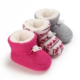 Зимние теплые ботинки First Walkers для малышей, хлопковая вязаная обувь унисекс для новорожденных мальчиков и девочек, домашняя обувь 231026