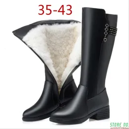 Boots CY399 Women Winter Genuine Leather Female Highheeled Long Wool Lined Warm Snow Lady Fashion Shoes 231025