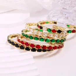 Bangle 5st Luxury Geometric Zircon Armband Bangles Women Red Green Multicol Crystal Cuff Elegant Wedding Party Statement smycken