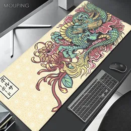 Mouse Pads Wrist Rests Japan Mouse Pad Dragon Black and White Deskmat Playmat Laptop Anime Gaming Keyboard Rubber Pad on The Table Mouse Mat Pc Rug 231025