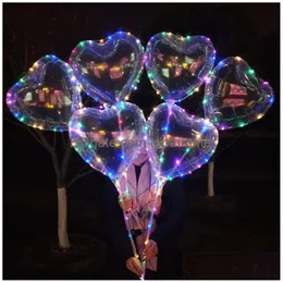 Palloncino 8 colori illuminati luminosi palloncini trasparenti trasparenti cuore a forma di stella palla lampeggiante e giocattolo solido decorazioni di compleanno consegna consegna Dhsxt