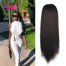 Synthetic s Lydia Heat Resistant 16"24" Kinky Straight Hair With Plastic Combs Drawstring tail All Colors Available 231025