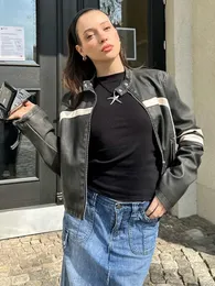 DHgate.com:Womens Faux Leather Moto Jacket, Vintage Y2K
