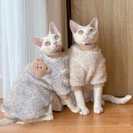 Kostiumy kotu jesienne zima ciepłe grube ubrania sphynx kotek akesorios para gatos szczeniak