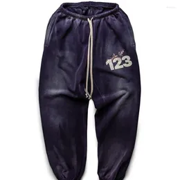 Pantalones para hombres 2023 Puff Print RRR123 Pantalones de chándal Hombres Mujeres 1:1 Cordón de alta calidad lavado RRR 123 Pantalones Streetwear Y2k