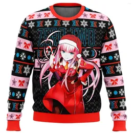 Felpe con cappuccio da uomo Darling In The Franxx Zero Two Ugly Christmas Sweater Gift Babbo Natale Pullover Uomo Felpa 3D e Top Autunno Inverno Clothi