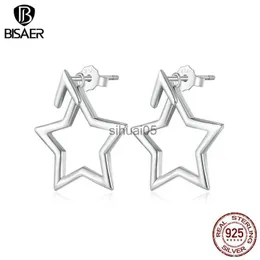 Stud BISAER orecchini in argento sterling 925 con pentagramma semplice clip per orecchio per donna festa design originale gioielleria raffinata EFE901 YQ231026