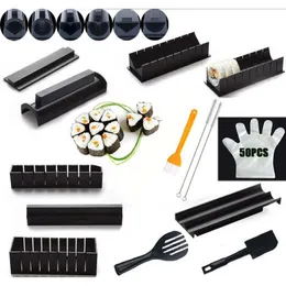 Sushi Tools 10PcsSet Rice Mold Japanese Ball Cake Mould Maker HeartRoundSquare Brush 50Pcs GlovesChopsticks 231026