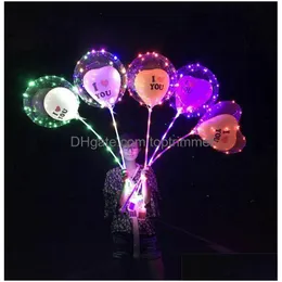 Balloon With 70Cm Stick I Love U Letter Toy Kids Led Transparent Balloons Lights String Wave Luminous Balls 2022 Chirstmas Birthday Pa Dhzp4