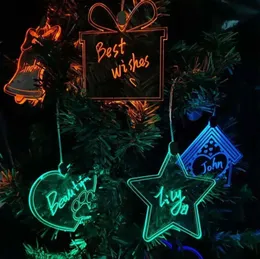 Decorazioni pendenti per alberi di Natale luminosi in acrilico Decorazioni natalizie personalizzate con glitter colorati novità