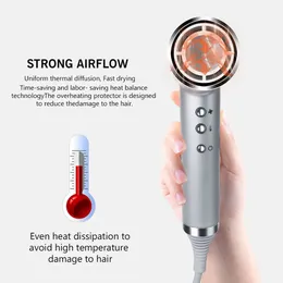 Hair Dryers Frequency Conversion Professional Salon Ionic Dryer Light Weight Strong Wind 6 Speed Negative Ion Bolwdryer with 3 Nozzle 231025