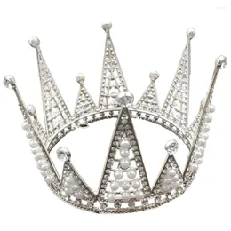 Klipsy do włosów trójkątna imitacja Pearl Rhinestone Crown Cake Topper do dekoracji nakrycia głowy do pieczenia akcesoria