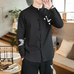 Ethnic Clothing Men's Chinese Style Tang Suit Solid Color Shirt Retro Oriental Traditional Tai Chi Uniform Buckle Plus Size Jacket Coat