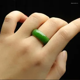Cluster Rings Natural Green Hand-carved Jade Ring Fashion Boutique Jewelry For Men And Women Aquamarine Accessories Gift
