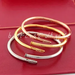 Designer Love Bangle Oro Argento Bracciale in acciaio al titanio anello intarsio diamante vite polsino bracciali donna uomo gioielli regalo 16 19 21 dimensioni con confezione regalo H12033