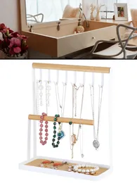 Jewelry Pouches Wooden Dispaly Stand Decoration Holder Necklace Earrings Hanging Ring Pendants Organizer Storage Tray