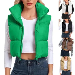 Women's Vests Women Puffer Warm Jacket Lightweight Padded Down Coat Comfy Quilted Cropped Vest Winter Gilet Waistcoat