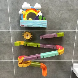 Baby Bath Toys Baby Bath Kids Toys Rainbow Shower Pipeline Yellow Ducks Slide Tracks Bathroom Educational Water Game Toy for Children Gifts 231026