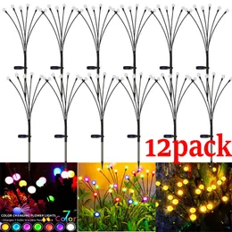 Gartendekorationen 12er-Pack LED-Solarleuchten für den Außenbereich, wasserdichte Starburst-Firefly-Rasenlampe für Weglandschaft, dekorativ 231026