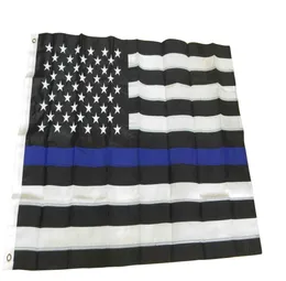 Bandeira da Linha Azul 3 x 5 pés 210D Oxford Nylon com estrelas bordadas e listras costuradas Bandeira americana9432294