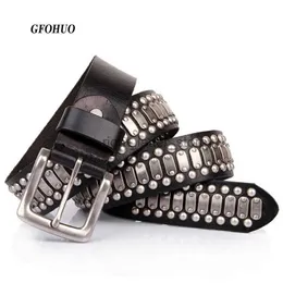 Cinturones 3,8 cm cinturón de cuero genuino real hebilla de metal hombres masculino ancho cuero hiphop rock para ceinture negro yq231026