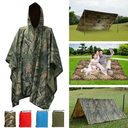 Chuva wear 3 em 1 caminhadas poncho casaco mochila lona à prova dwaterproof água com capuz caça acampamento ao ar livre tenda tapete toldo abrigo 231025