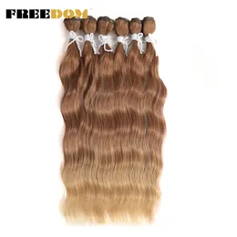 Human Hair Bulks FREEDOM Natural Wave Bundles Synthetic s Ombre Blonde Weave 6PcsPack 20 inch Heat Resistant Fiber 231025