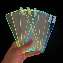 Luminous Tempered Glass Screen Protector For iPhone15 iPhone 15 Pro Max Plus 14 13 12 11 6 7 8 X XS XR Phone Fluorescent Glowing Film Curved Shield Glow in The Dark