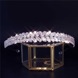 Tiaras New Luxury Baroque Rhinestone Bridal Crown Tiaras Zircon Crystal Diadem Tiaras Bride Headbands Weddy Hair Accessories GIF280W