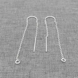 Stud 2prs of 925 Sterling Silver U Earring Threaders w/ Ring Cable Chain Ear Threads YQ231026