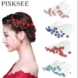 Hair Clips PINKSEE 20/40pcs Bridal Wedding Pins Rose Flower Crystal For Women Jewelry Accessories Gift