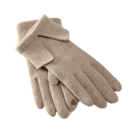 Cinco dedos Guantes Otoño e invierno Cálido Pantalla táctil Temperamento Flap Fleece A prueba de viento Resistente al frío Albass Cashmere