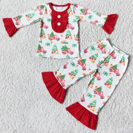 Conjuntos de roupas boutique crianças irmãos sleepwear bebê menina pijama conjunto natal botão turn-down colarinho moda meninos