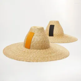 Wide Brim Hats 2023 Elegant 15cm Sun Hat For Ladies Summer High-top Ribbon Hand-woven Straw Outdoor Beach CapWide Wend22