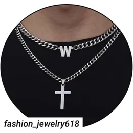 honsny многослойное ожерелье с первоначальным крестом, модное многослойное ожерелье из нержавеющей стали с инициалом A-Z, кубинская цепочка с подвеской в виде креста, ожерелье для мальчиков и мужчин, ювелирные изделия, подарок